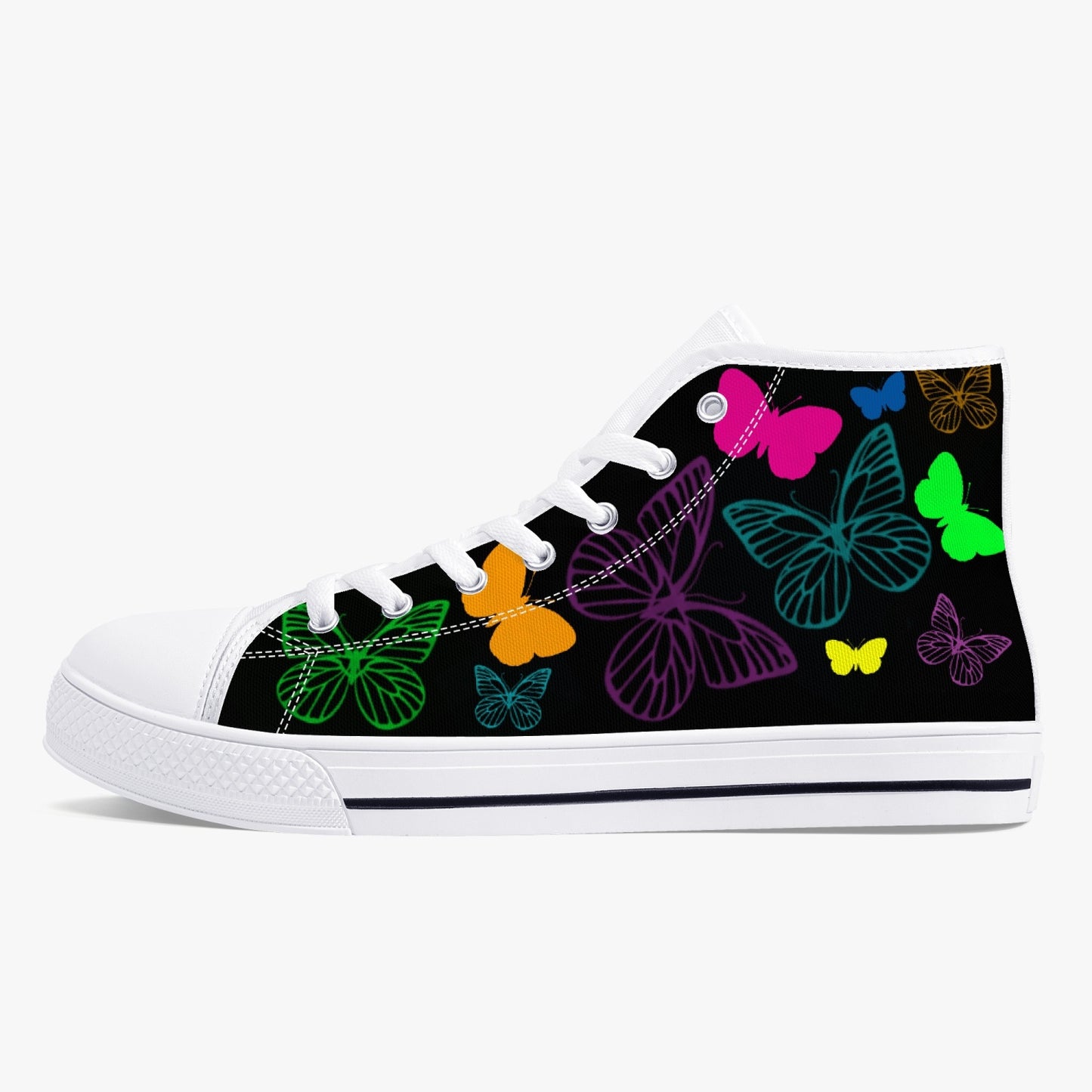 Butterflies High-Top Canvas Shoes (Blk)