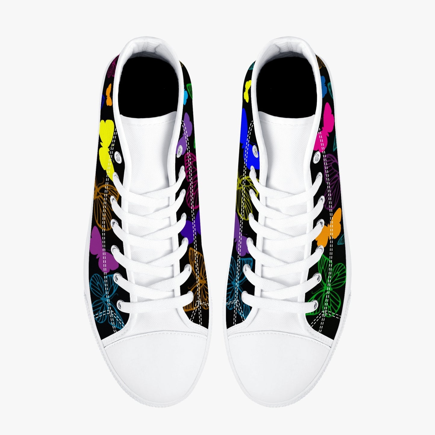 Butterflies High-Top Canvas Shoes (Blk)