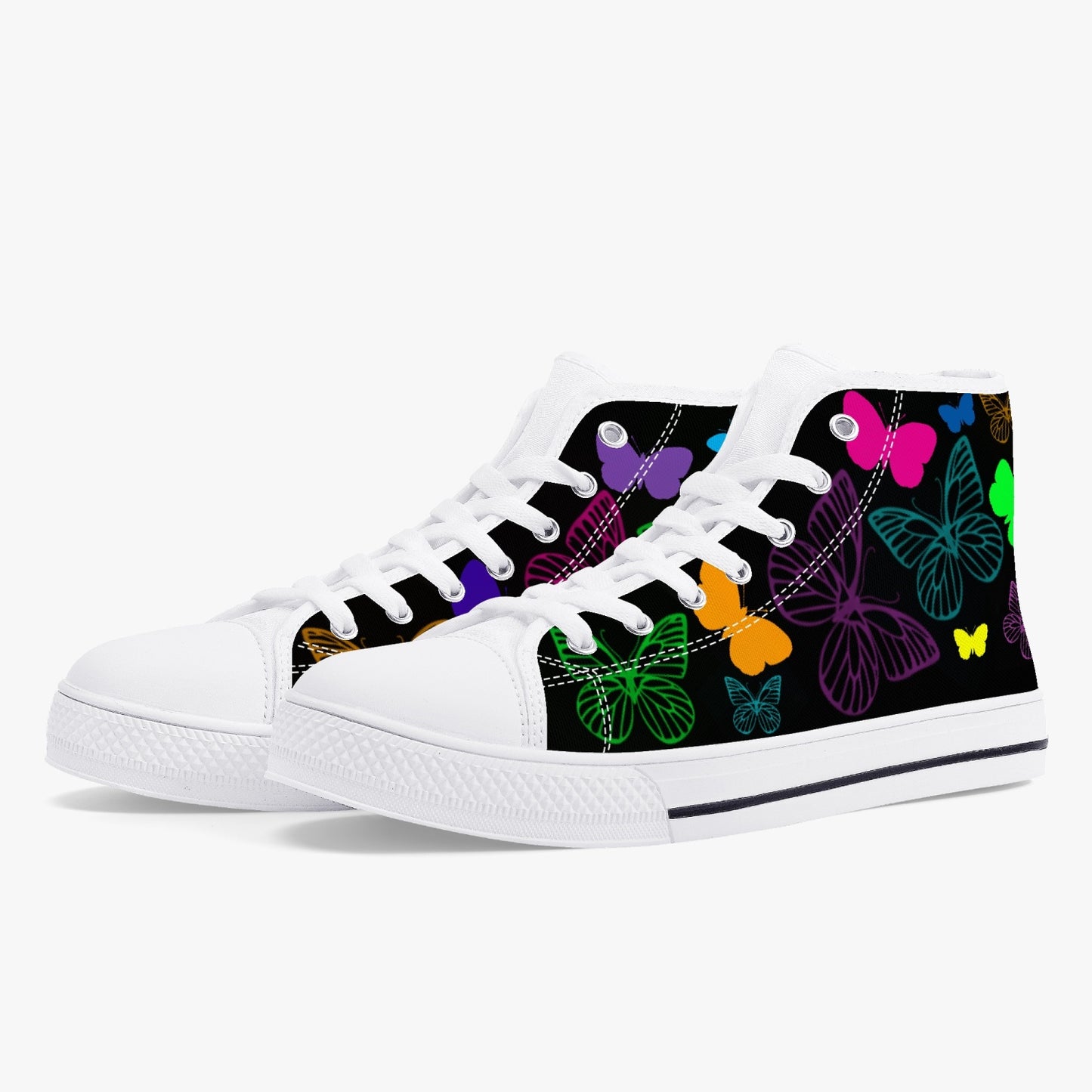 Butterflies High-Top Canvas Shoes (Blk)