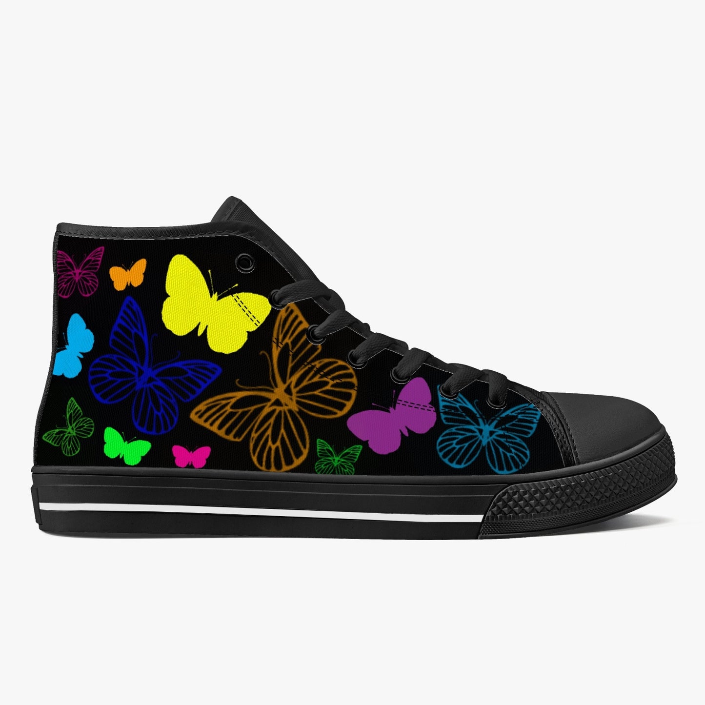 Butterflies High-Top Canvas Shoes (Blk)