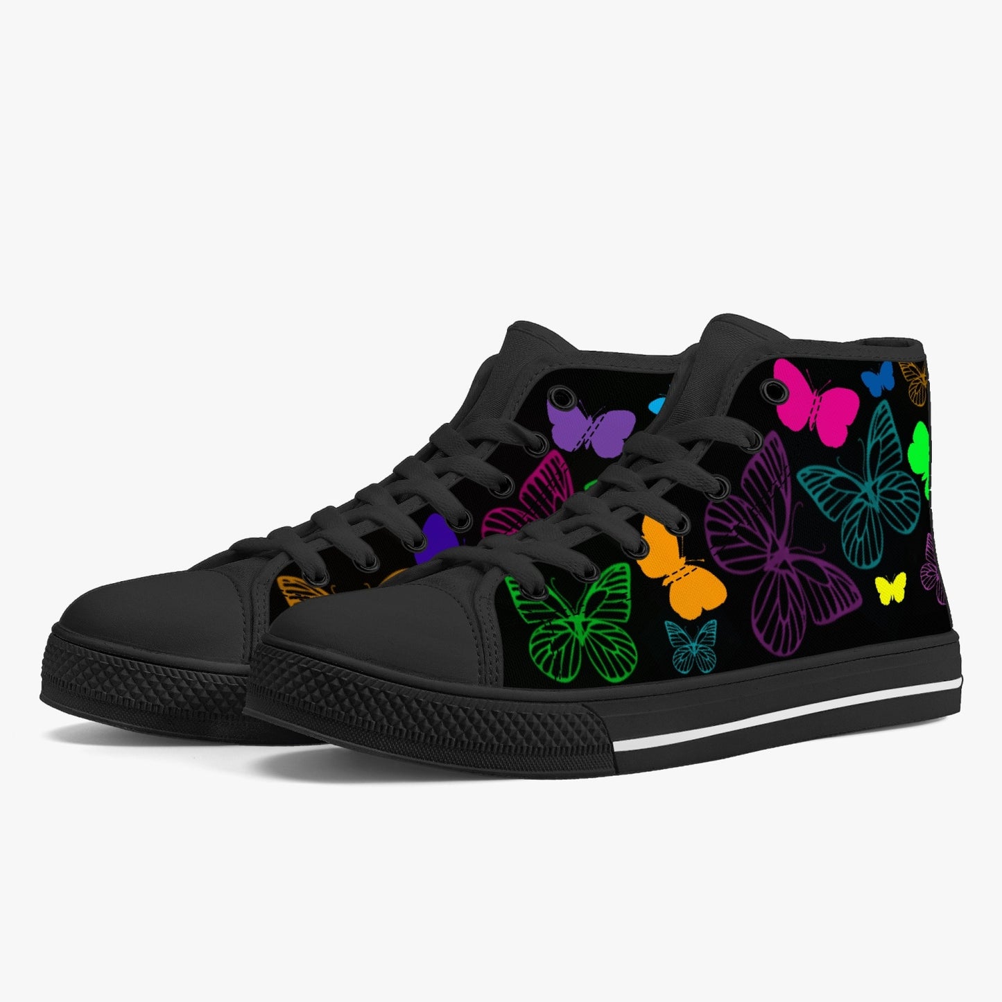 Butterflies High-Top Canvas Shoes (Blk)