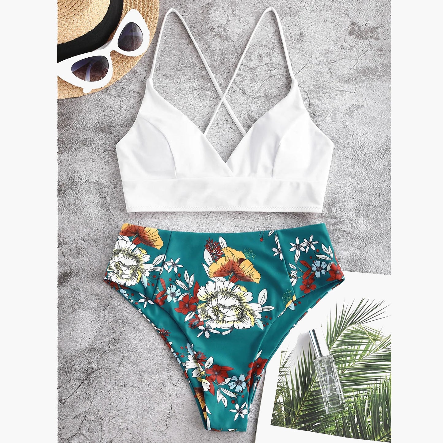 Solid Top/Bottom Print Bikini
