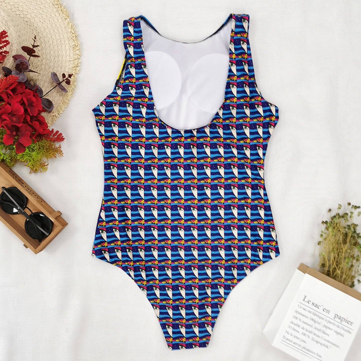 Abstract Print One Piece Swimsuit