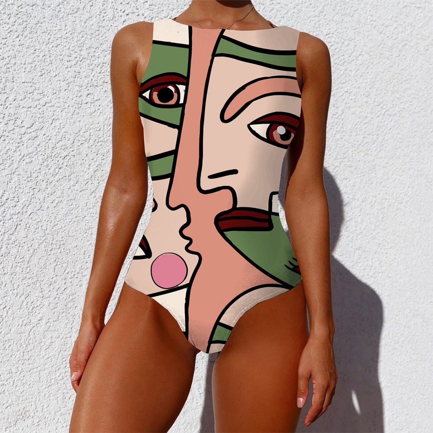 Abstract Print One Piece Swimsuit