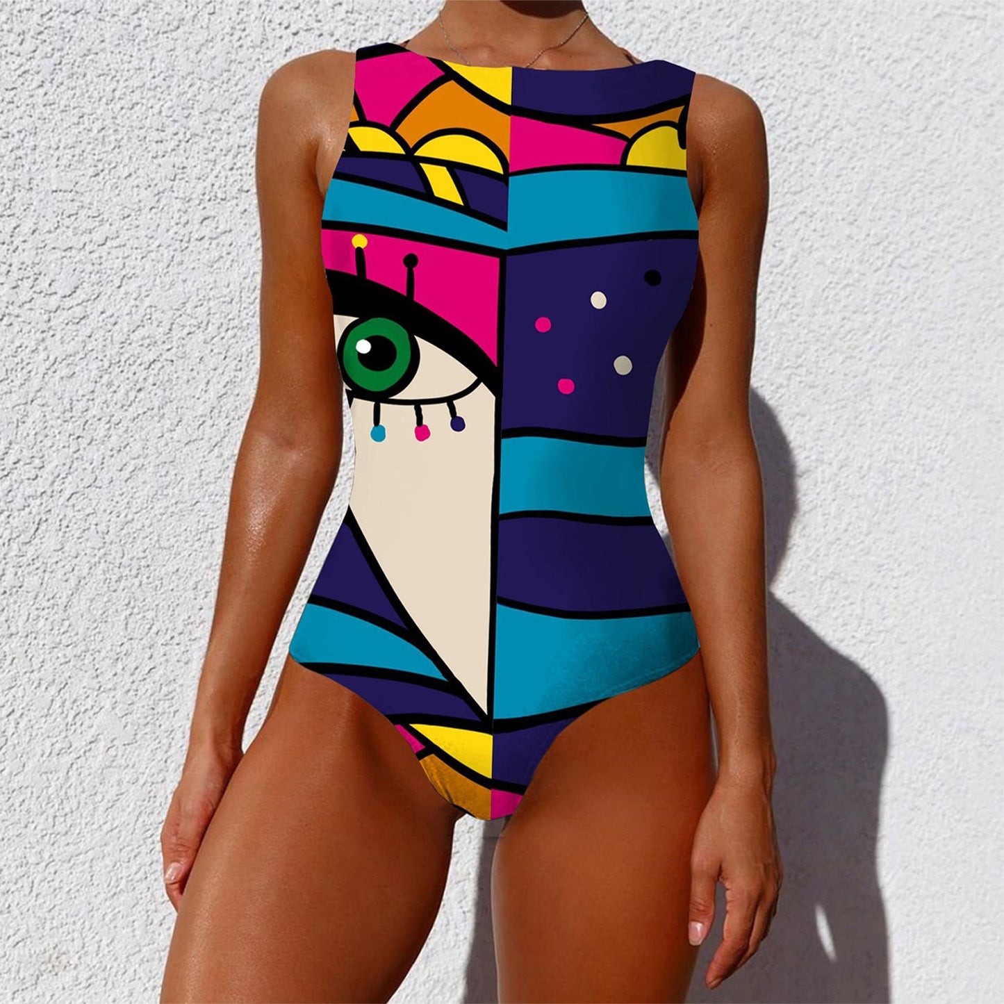 Abstract Print One Piece Swimsuit