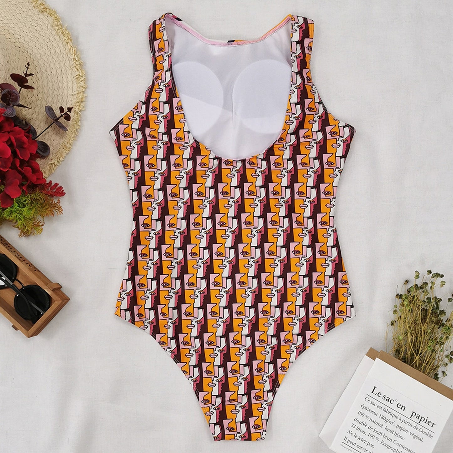 Abstract Print One Piece Swimsuit