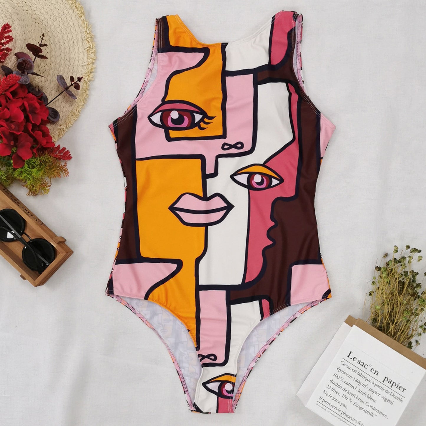 Abstract Print One Piece Swimsuit