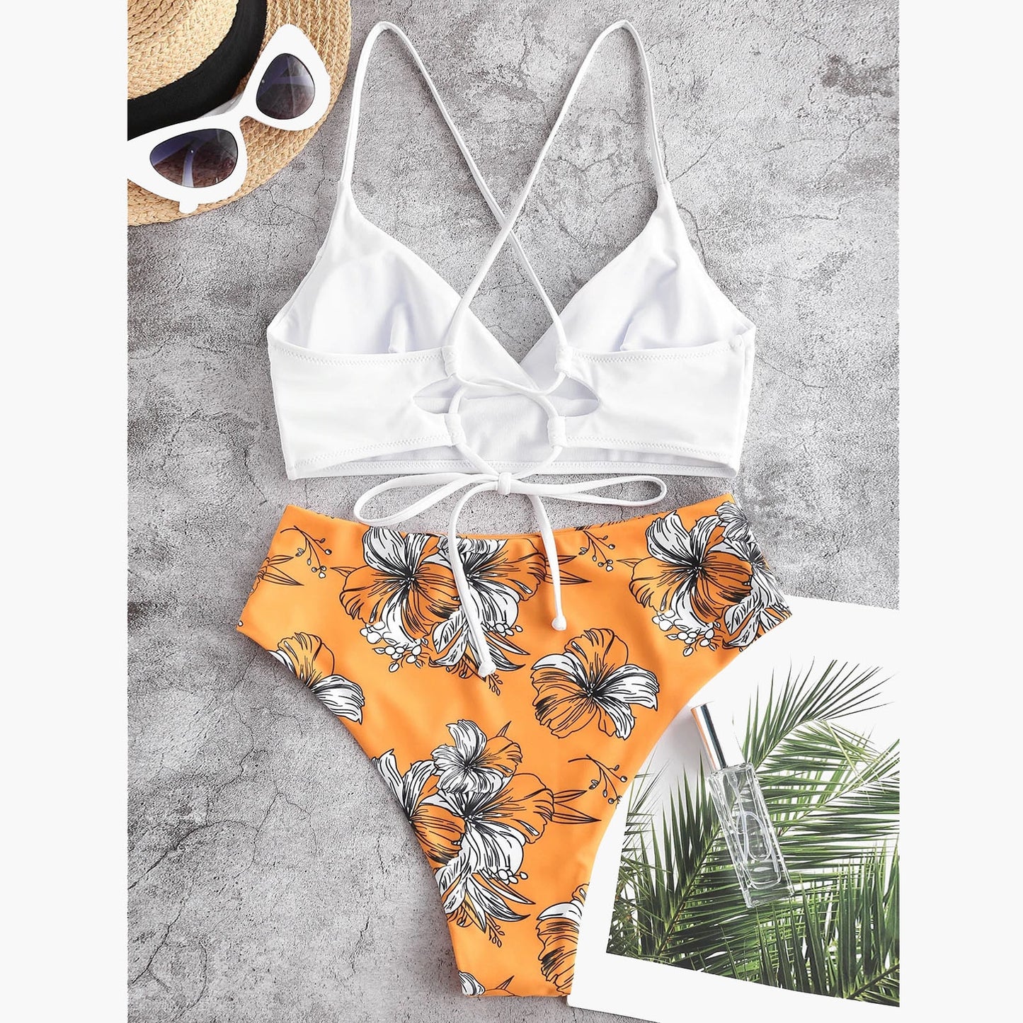 Solid Top/Bottom Print Bikini
