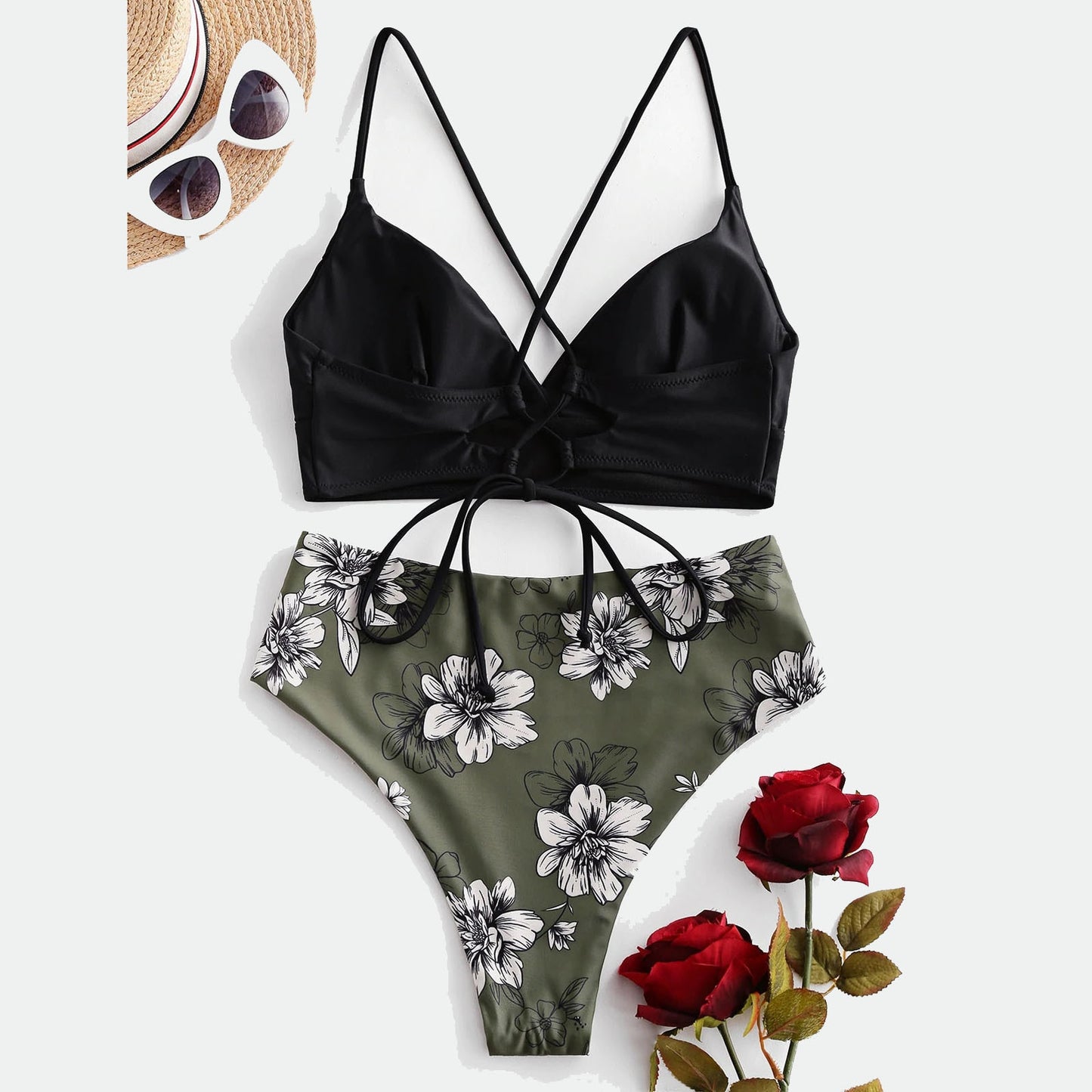 Solid Top/Bottom Print Bikini