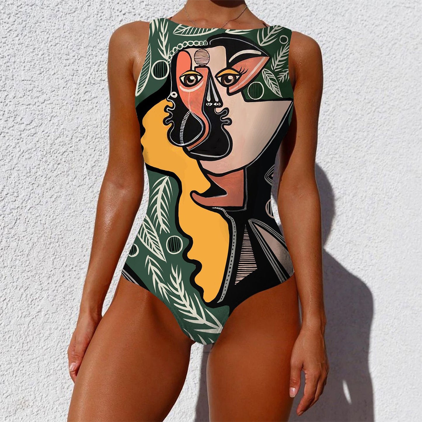 Abstract Print One Piece Swimsuit