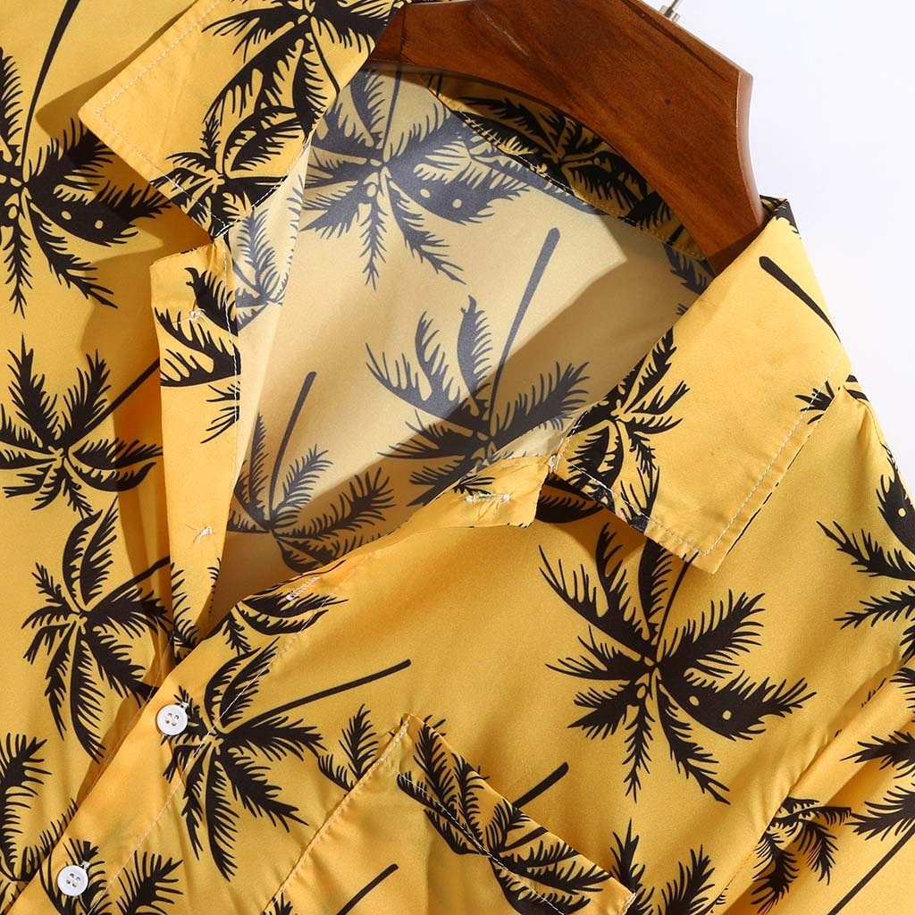 Palm Print Yellow Summer Shirt
