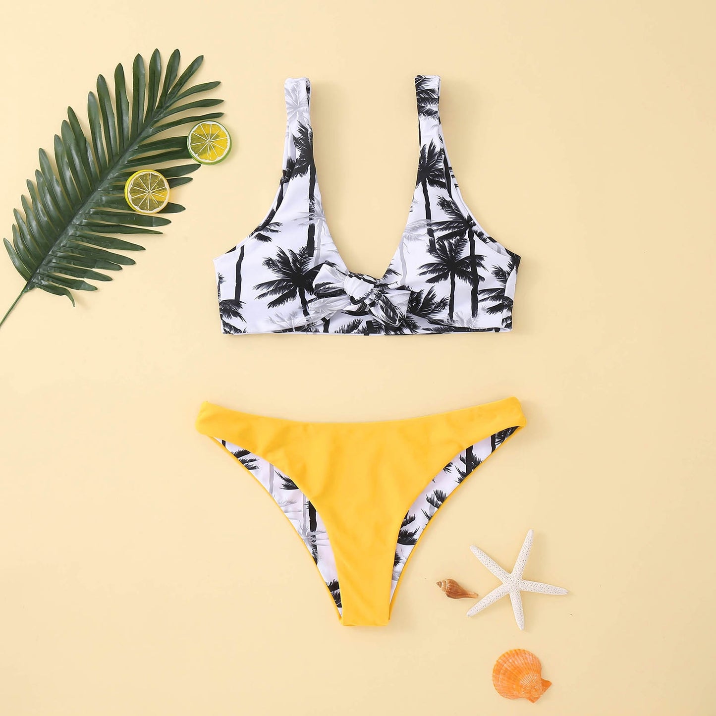 Palm Print Bikini W/ Reversible Bottoms