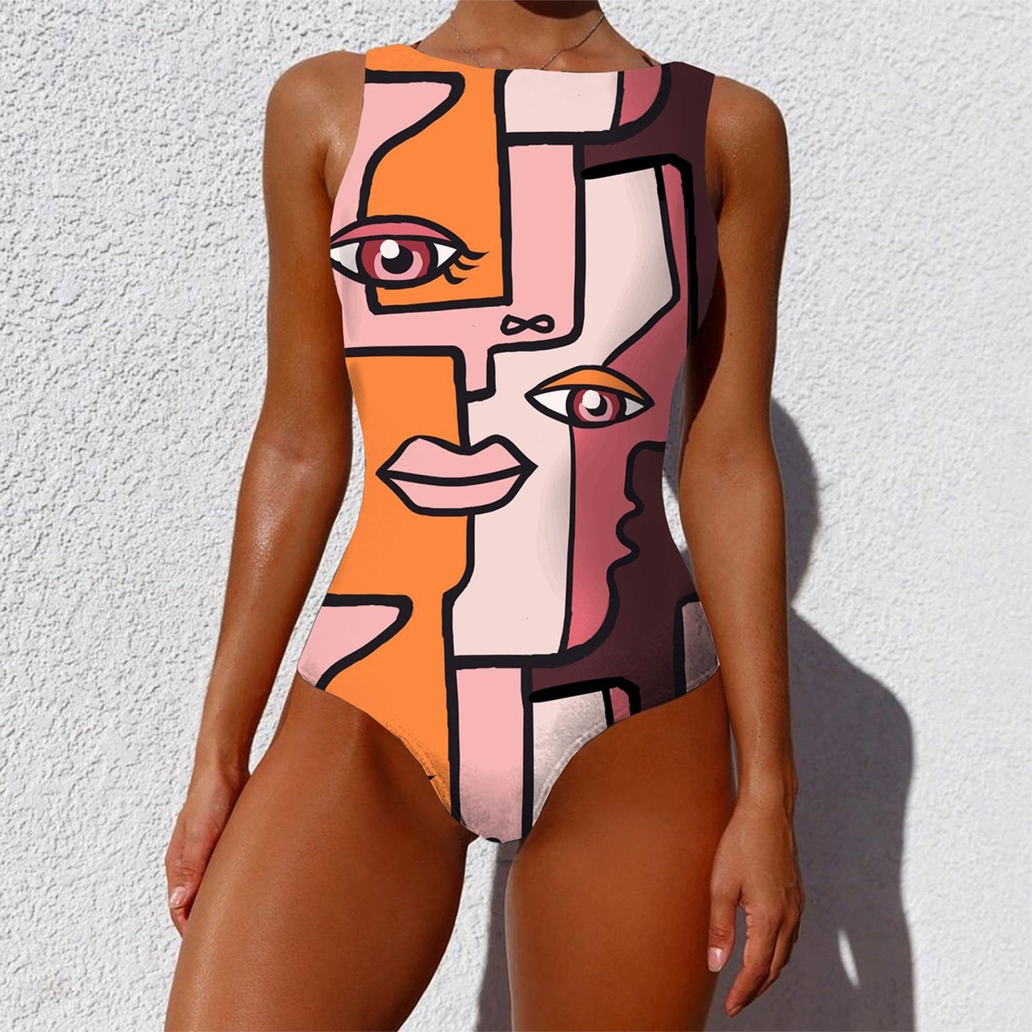 Abstract Print One Piece Swimsuit