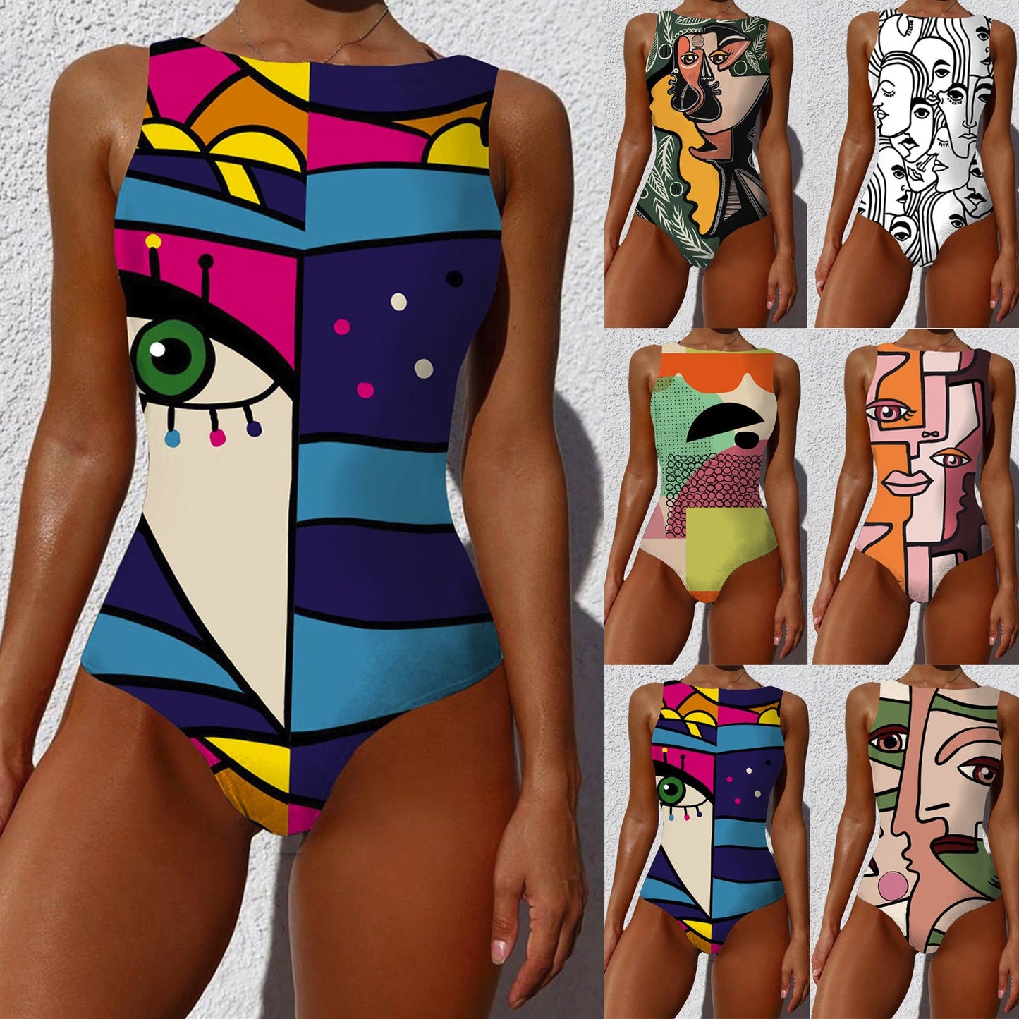 Abstract Print One Piece Swimsuit