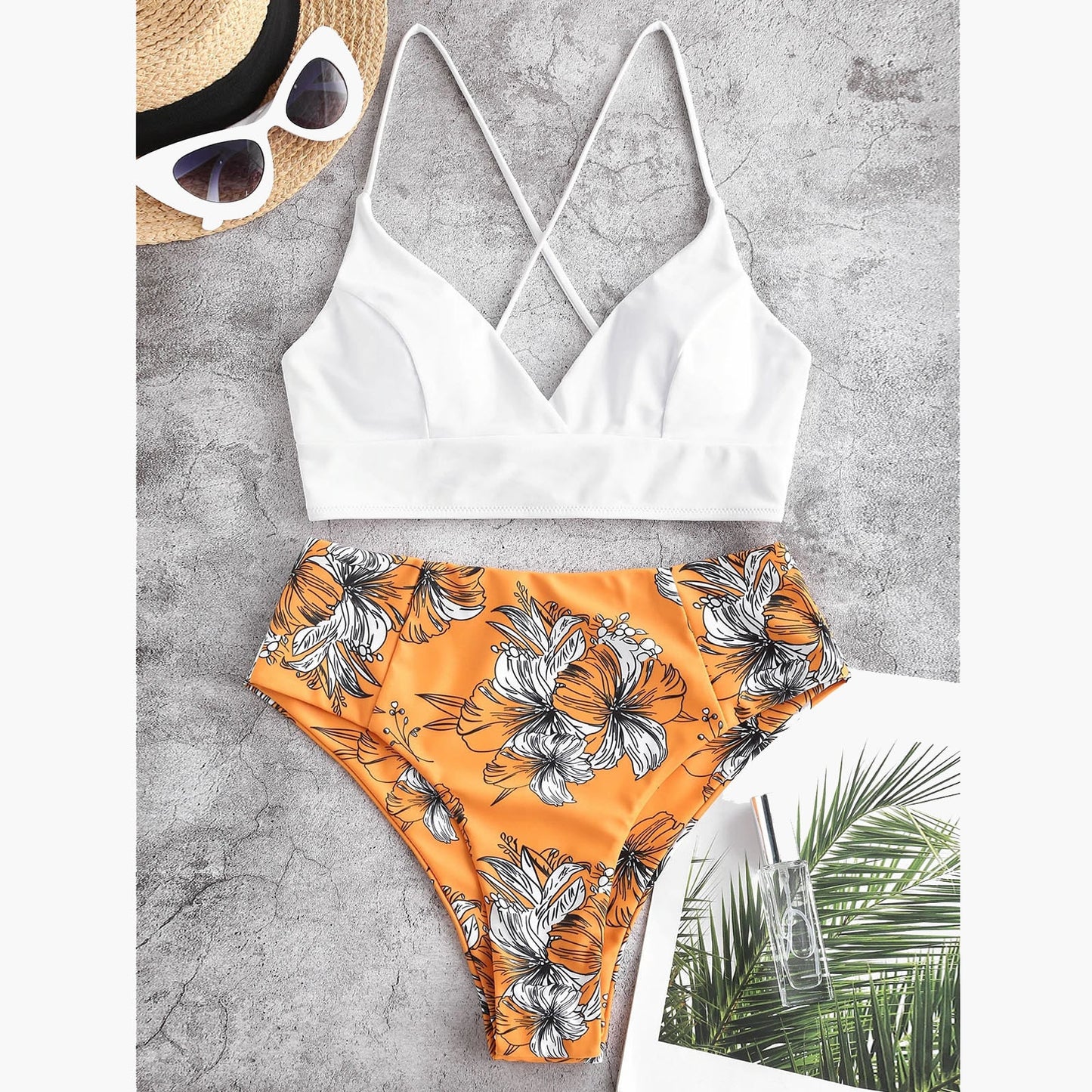 Solid Top/Bottom Print Bikini