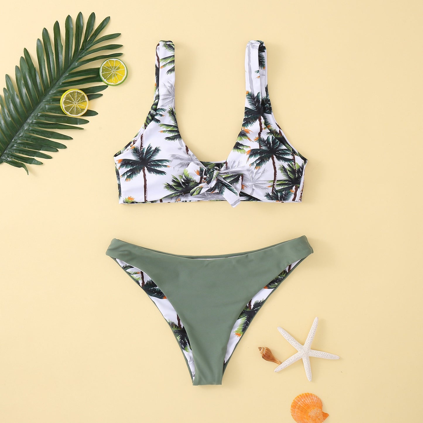 Palm Print Bikini W/ Reversible Bottoms