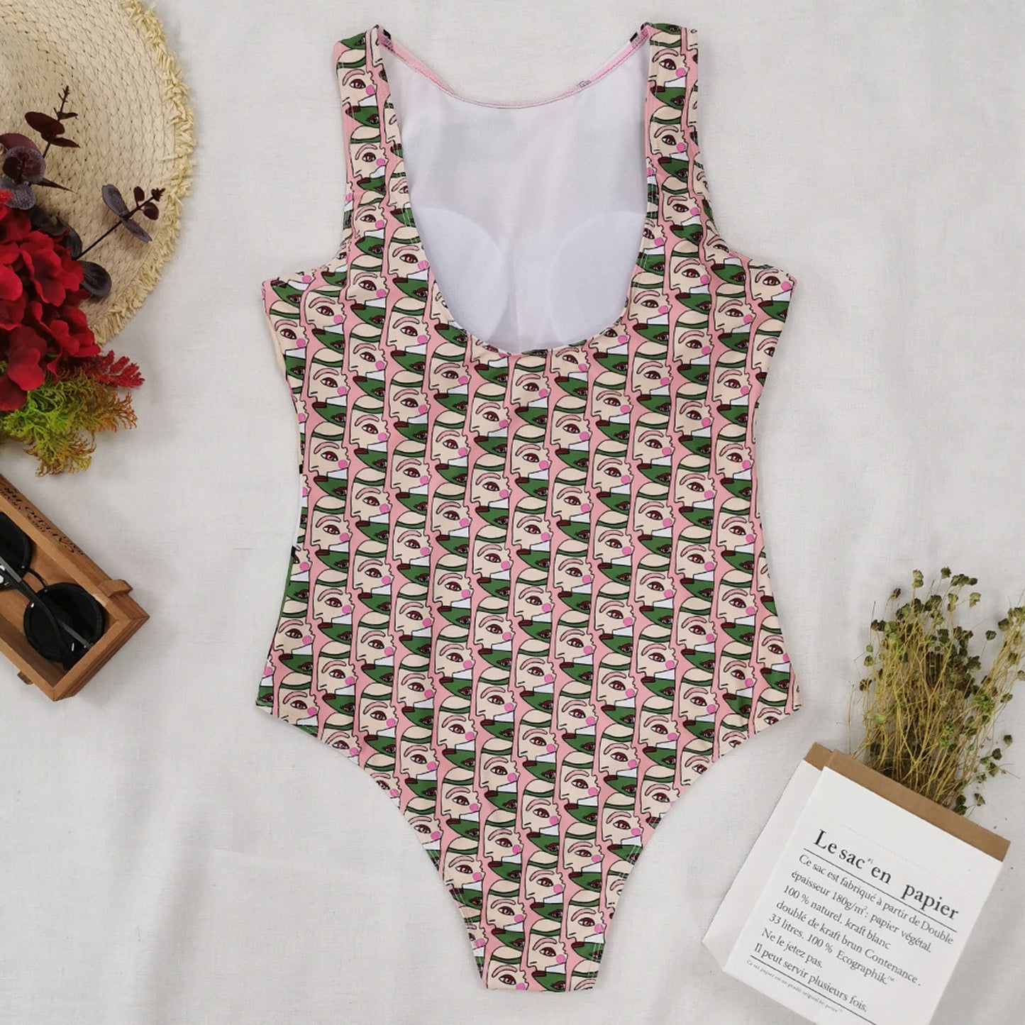 Abstract Print One Piece Swimsuit