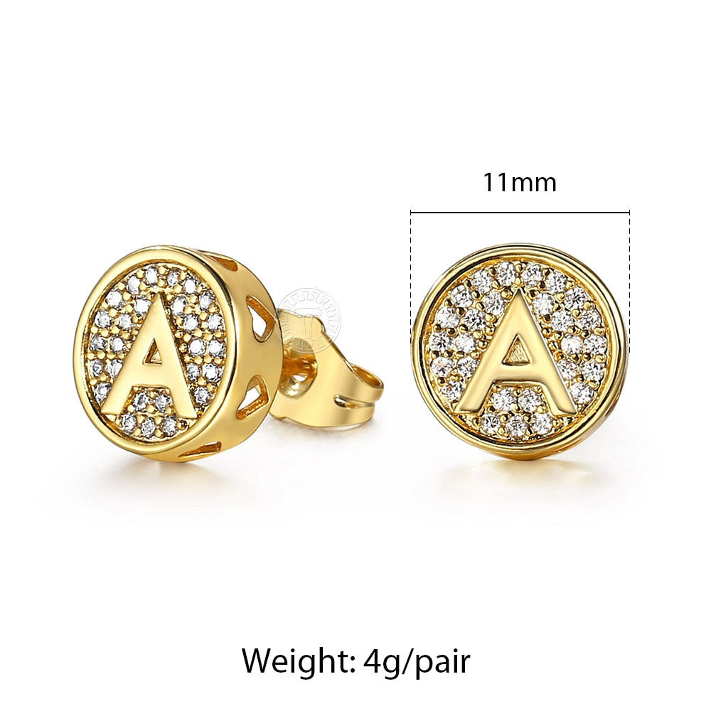 CZ & Gold Letter Stud Earrings