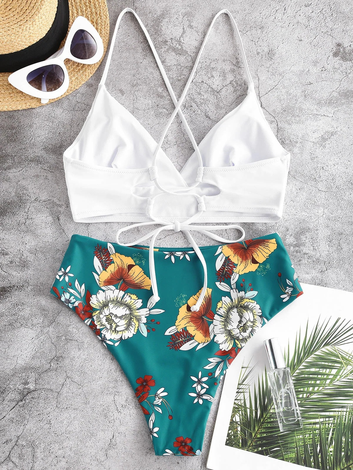 Solid Top/Bottom Print Bikini