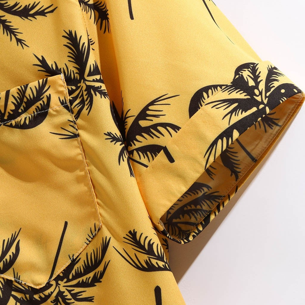 Palm Print Yellow Summer Shirt