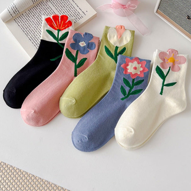 Candy Color Flower Socks