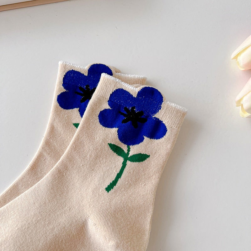 Candy Color Flower Socks
