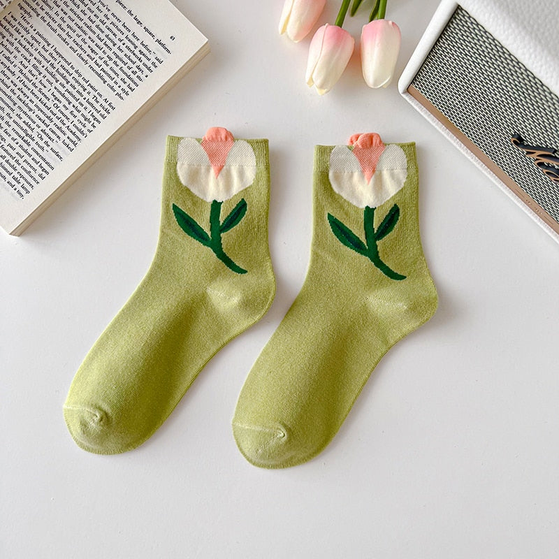 Candy Color Flower Socks