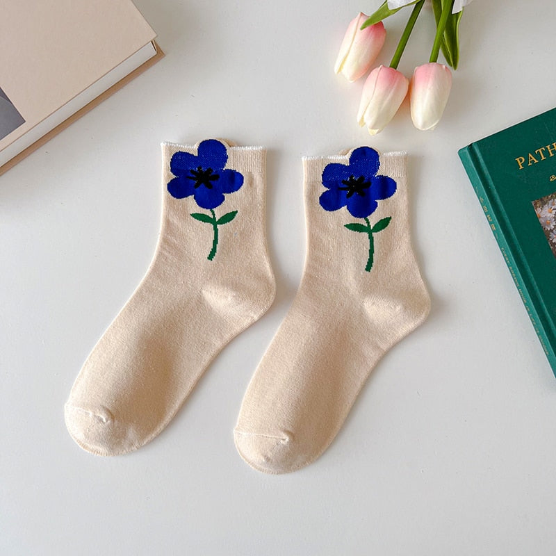 Candy Color Flower Socks