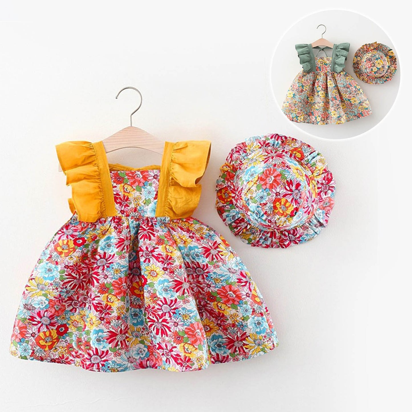 Floral Summer Dress+Hat