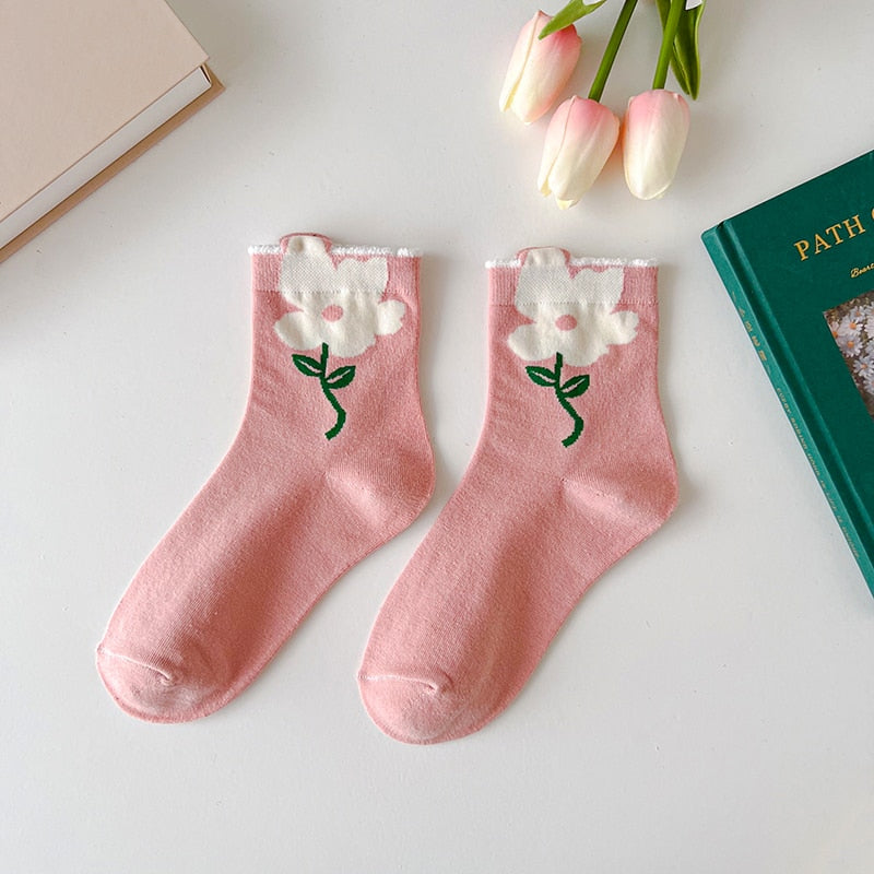 Candy Color Flower Socks