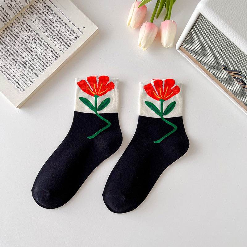 Candy Color Flower Socks