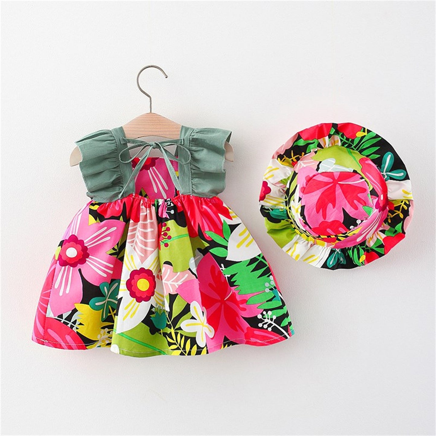 Big Flower Summer Dress+Hat