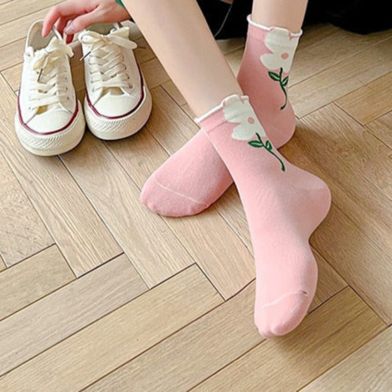 Candy Color Flower Socks