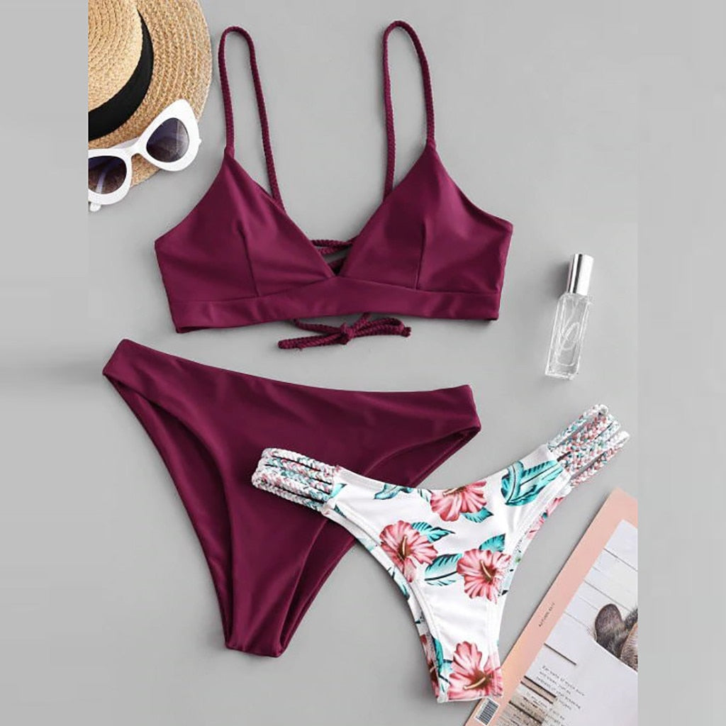 Solid Bikini + Extra Printed Bottoms