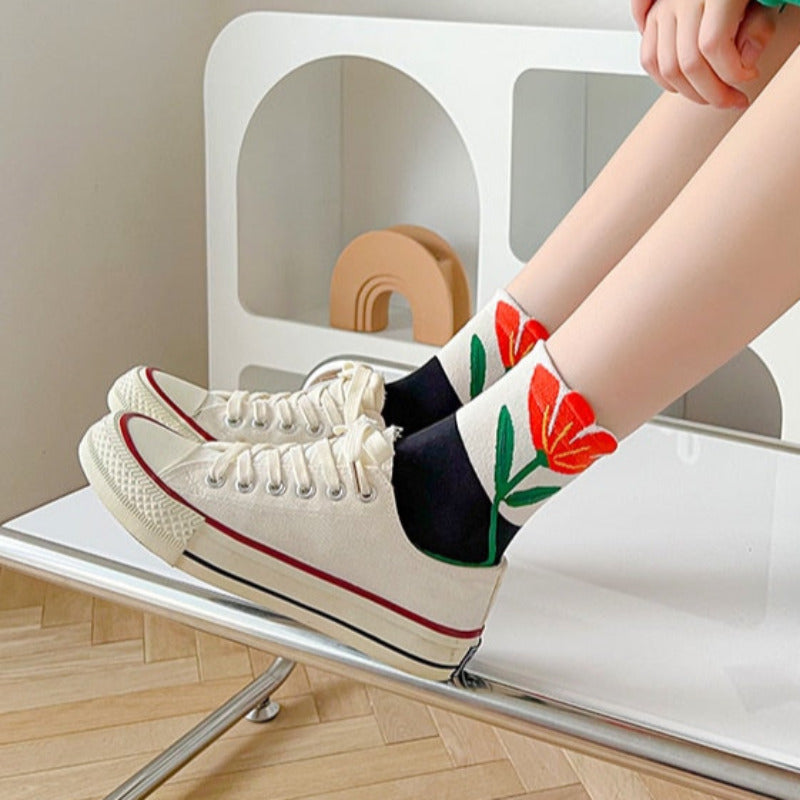 Candy Color Flower Socks