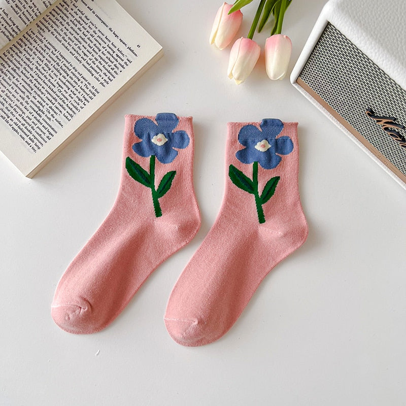Candy Color Flower Socks