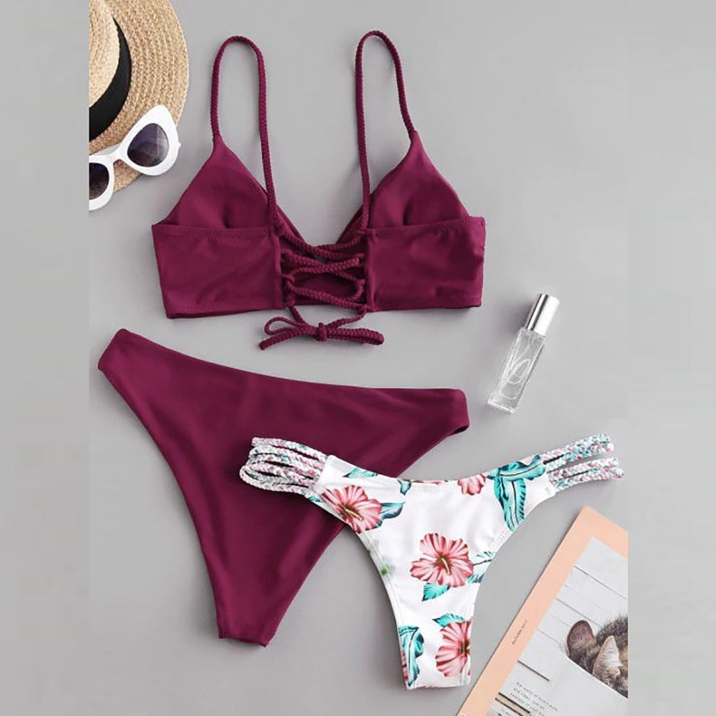 Solid Bikini + Extra Printed Bottoms