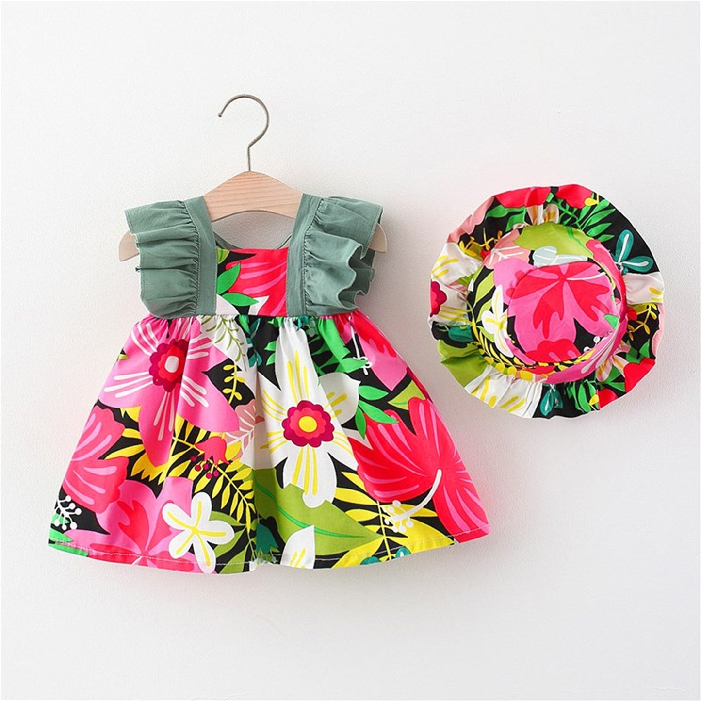 Big Flower Summer Dress+Hat