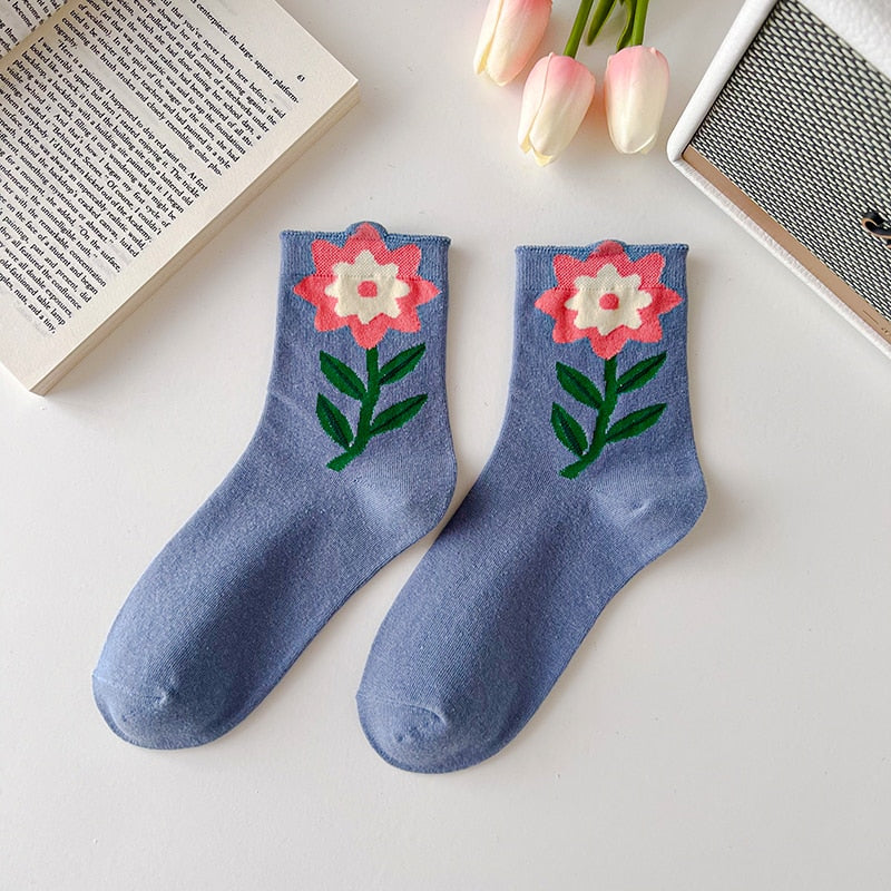 Candy Color Flower Socks