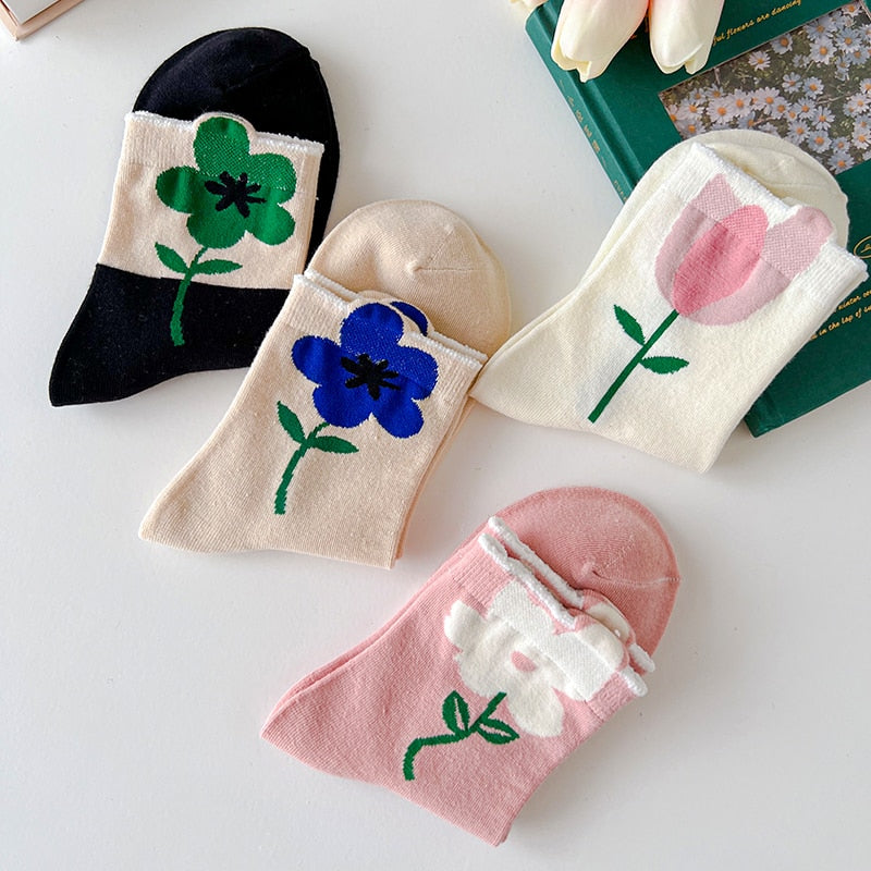 Candy Color Flower Socks