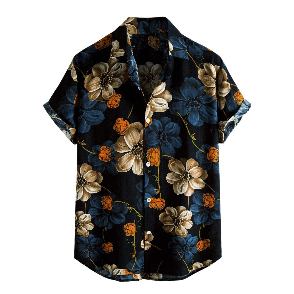Blue Floral Summer Shirt