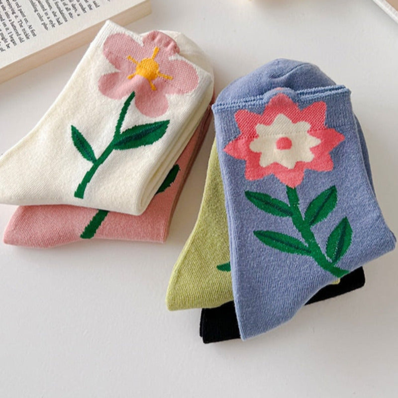 Candy Color Flower Socks