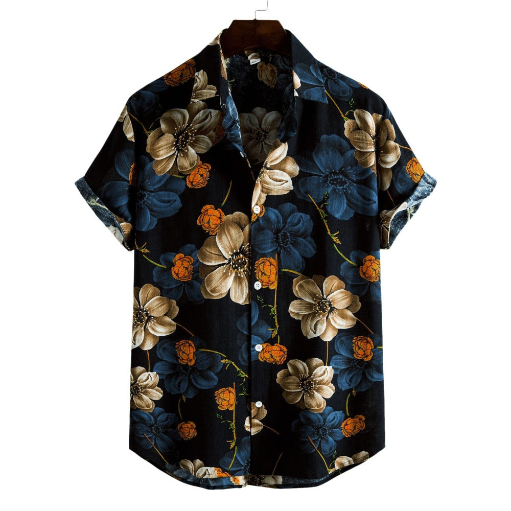 Blue Floral Summer Shirt