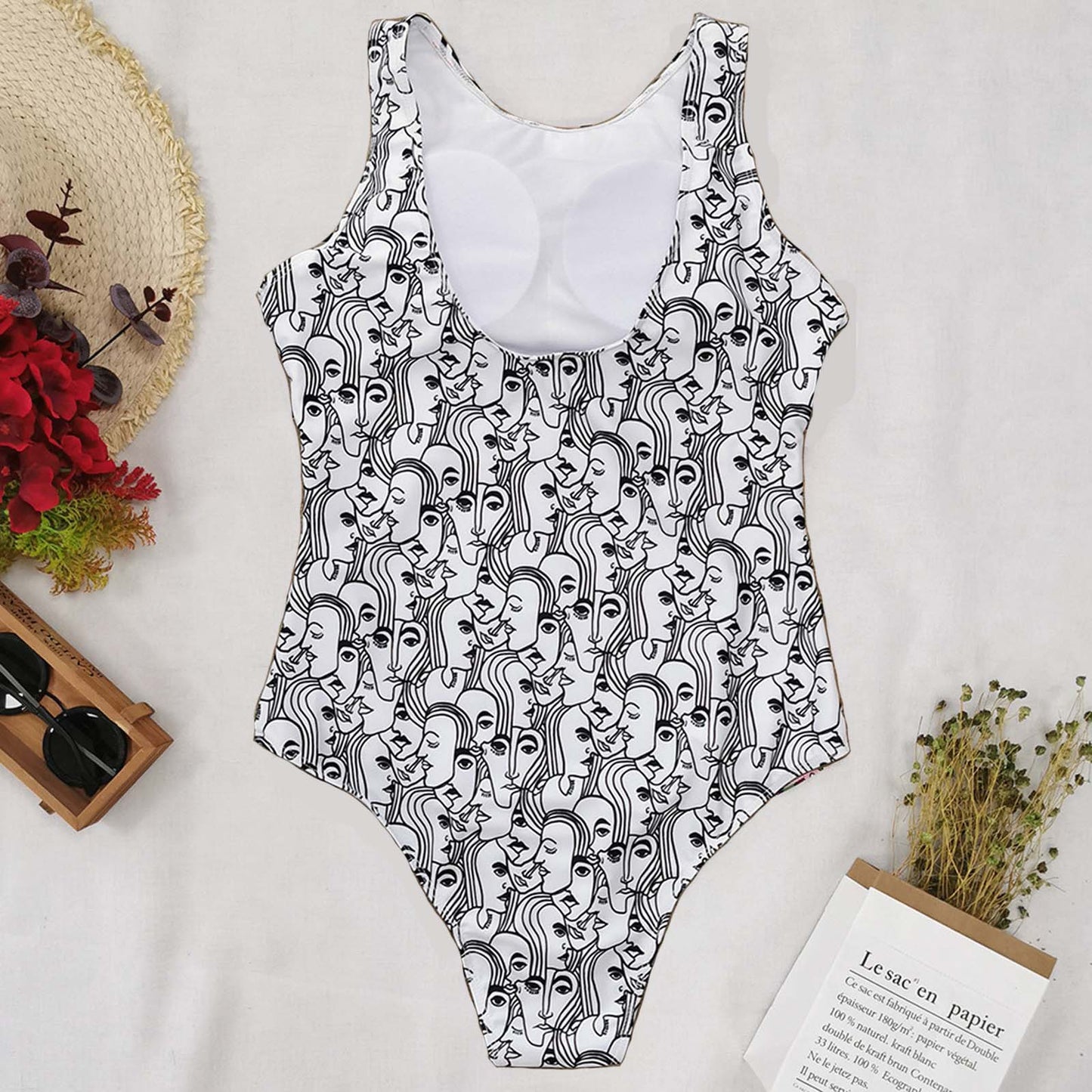 Abstract Print One Piece Swimsuit