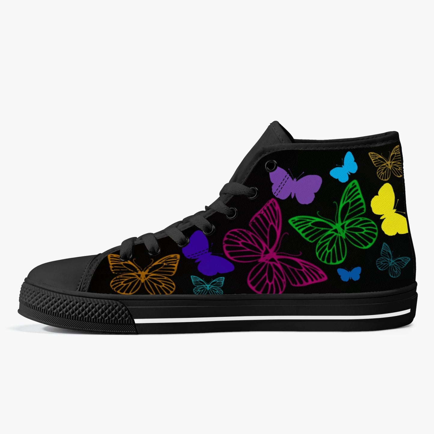 Butterflies High-Top Canvas Shoes (Blk)