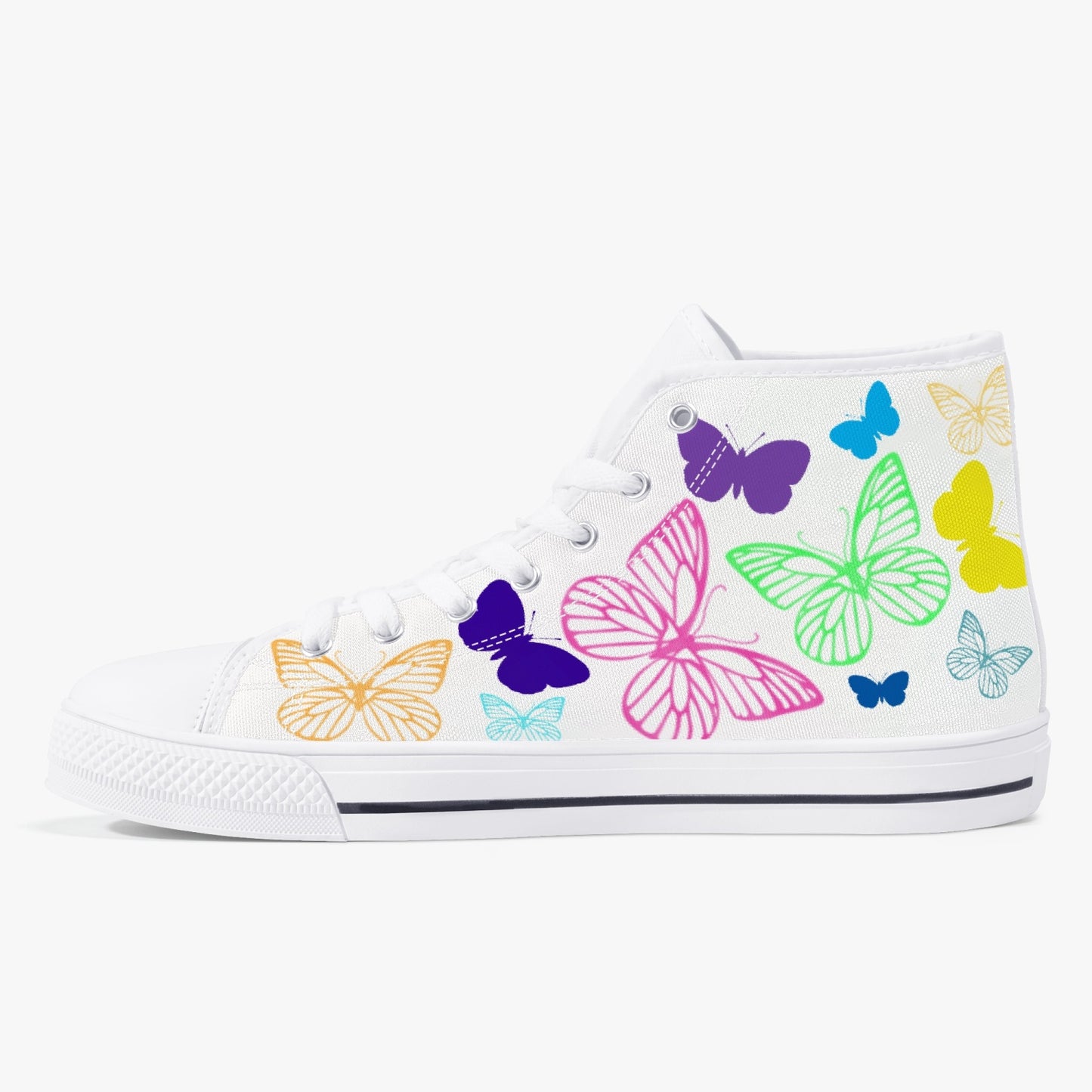 Butterflies High-Top Canvas Shoes (Wh)