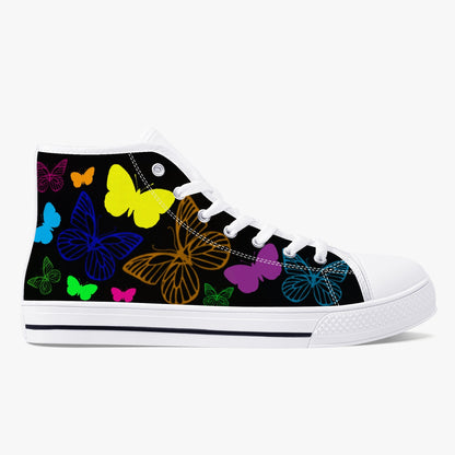 Butterflies High-Top Canvas Shoes (Blk)