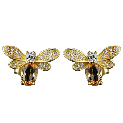 Rhinestone Bee Earrings