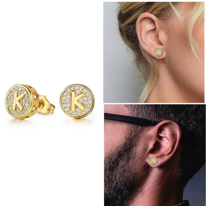 CZ & Gold Letter Stud Earrings