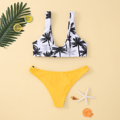 Palm Print Bikini W/ Reversible Bottoms